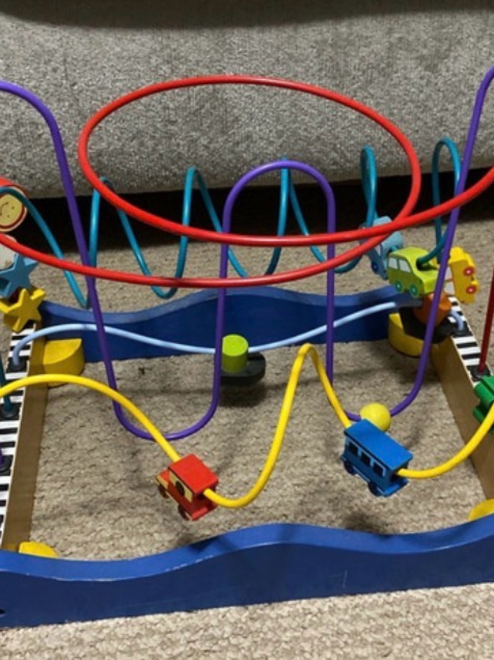 Wooden Multi-Track Bead Maze Activity Center - Multicolor